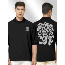 Deals and Offers on - FTXMen Typography Polo Neck Cotton Blend Black T-Shirt Deals, Discounts & Offers on - FTXMen Typography Polo Neck Cotton Blend Black T-Shirt