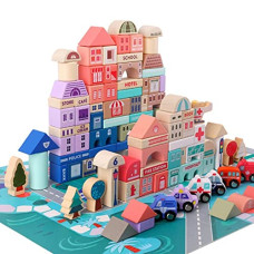 Deals, Discounts & Offers on  - NESTA TOYS - 115 Pieces Wooden City Building Blocks | Stacking Educational Toys |Building Toys
