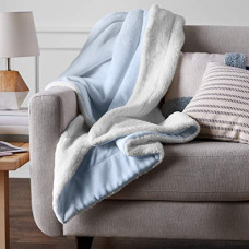 Deals, Discounts & Offers on  - AmazonBasics Micromink Sherpa Blanket - Twin, Smoke Blue, Polyester, Pack of 1, reversible