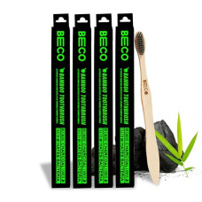 Deals, Discounts & Offers on  - Beco Compostable Bamboo Toothbrush with Ultra-Soft Charcoal activated Bristles, 100% Natural & Eco-Friendly (Pack of 4)