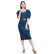 Deals and Offers on Women - WESTHOOD Women V-Neck Bodycon Casual Midi Length Airforce Blue Dress Deals, Discounts & Offers on Women - WESTHOOD Women V-Neck Bodycon Casual Midi Length Airforce Blue Dress
