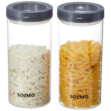 Deals and Offers on - Amazon Brand - Solimo Twist & Lock Plastic Storage Container Set, 1400 ml, Set of 2, Grey Deals, Discounts & Offers on - Amazon Brand - Solimo Twist & Lock Plastic Storage Container Set, 1400 ml, Set of 2, Grey
