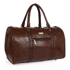 Deals, Discounts & Offers on  - Fur Jaden Brown Textured Leatherette Stylish & Spacious Weekender Duffle Bag