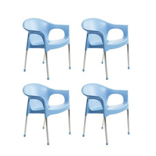 Deals and Offers on Furniture - Cello Metallo Cafeteria Set of 4 Chairs (Blue) Deals, Discounts & Offers on Furniture - Cello Metallo Cafeteria Set of 4 Chairs (Blue)