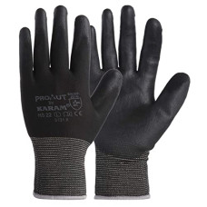 Deals, Discounts & Offers on  - KARAM ProKut Multi Purpose Black Polyester with Black PU Coating Glove | Safety Gloves
