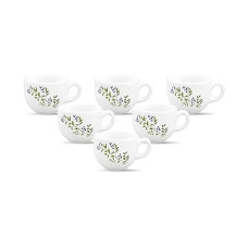Deals, Discounts & Offers on  - La Opala, Melody Collection, Opal Glass Coffee Cup Set Jamaica 6 pcs, Lush Greens, White