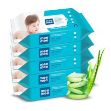 Deals, Discounts & Offers on Baby Care - Mee Mee Baby Gentle soft Moisturing Wet Wipes with Aloe Vera extracts (unscented) without lid |72 pcs| Pack of 5