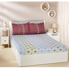 Deals and Offers on - Amazon Brand - Solimo Harmony Haven 144 TC 100% Cotton Double Bedsheet with Two Pillow Covers, Soft and Smooth, Eco-Friendly (Geometric, Multicolour) Deals, Discounts & Offers on - Amazon Brand - Solimo Harmony Haven 144 TC 100% Cotton Double Bedsheet with Two Pillow Covers, Soft and Smooth, Eco-Friendly (Geometric, Multicolour)