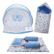 Deals and Offers on - Infantbond Designer Mattress with Net | Baby Sleeping Bag | 4 Pcs Bedding Set(0-6 Months) (Moon Blue) Deals, Discounts & Offers on - Infantbond Designer Mattress with Net | Baby Sleeping Bag | 4 Pcs Bedding Set(0-6 Months) (Moon Blue)