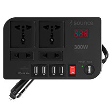 Deals and Offers on Electronics - Sounce 300W Car Inverter Car Charging Adapter with Switch Car Charging Adapter with 4 USB Port, Outlet & Fuse DC 12V to 220V Car Inverter with LED Voltage Display (Black) Deals, Discounts & Offers on Electronics - Sounce 300W Car Inverter Car Charging Adapter with Switch Car Charging Adapter with 4 USB Port, Outlet & Fuse DC 12V to 220V Car Inverter with LED Voltage Display (Black)