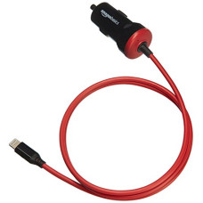 Deals, Discounts & Offers on Mobile Accessories - Amazon Basics 5V 2.4A 12W Straight Cable Lightning USB Car Charger Compatible with Mp 3 Players (3',Black)