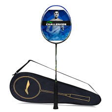 Deals, Discounts & Offers on  - Li-Ning Challenger Boost Carbon Graphite Strung Badminton Racquet, 84 Grams, 30 Lbs String Tension and Free Full Cover (Black/Blue)