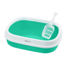 Deals, Discounts & Offers on  - Amazon Basics Cat Litter Box Tray with Free Scooper | Semi Closed Design and Durable Quality | Suitable