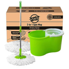 Deals, Discounts & Offers on Home Improvement - Scotch-Brite 2-in-1 Bucket Spin Mop (Green, 2 Refills), 4 Pcs