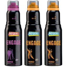 Deals, Discounts & Offers on  - Engage Deo Combo 1 Nudge 220ml and 2 Tickle 220ml Deodorant Spray - For Men(660 ml, Pack of 3)