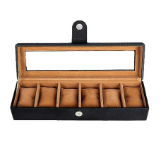 Deals and Offers on Accessories - Leather World Watch Box Holder Organizer Case in 6 Slots of Watches Deals, Discounts & Offers on Accessories - Leather World Watch Box Holder Organizer Case in 6 Slots of Watches