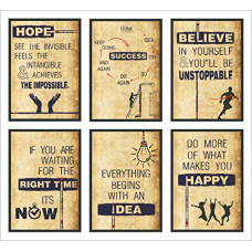Deals, Discounts & Offers on  - VantageKart Hope, Success, Believe, Time, Idea, Happy Inspirational Motivational Self Adhesive Wall Posters For Home & Office Decor (Paper, 12x18-inch, Brown) - Set of 6