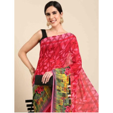 Deals, Discounts & Offers on  - AishwaryaPrinted Daily Wear Polyester Saree(Pink)