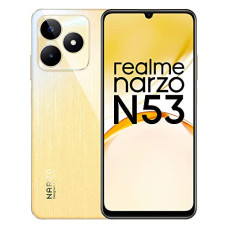 Deals, Discounts & Offers on Electronics - realme narzo N53 (Feather Gold, 4GB+64GB) 33W Segment Fastest Charging | Slimmest Phone in Segment | 90 Hz Smooth Display