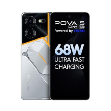 Deals, Discounts & Offers on Electronics - TECNO Pova 5 Pro 5G (Silver Fantasy, 8GB RAM,128GB Storage)| Segment 1st 68W Ultra Fast Charging | India's 1st Multi-Colored Backlit ARC Interface | 50MP AI Dual Camera | 6.78FHD+ Dot-in Display
