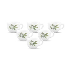 Deals, Discounts & Offers on  - La Opala, Melody Collection, Opal Glass Coffee Cup Set Jamaica 6 pcs, Trinty Green, White