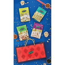 Deals, Discounts & Offers on  - Happilo Dry Fruit Celebrations Valentine's Day Gift Box Iris For Corporate Gifts | Family, Friends, Office Clients Occasion, Celebration, New year, Function, Gift | - California Almonds, Premium Cashews, Raisins & Salted Pista, Mixed Nut, 80 g + 80 g + 15