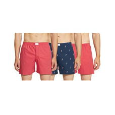 Deals, Discounts & Offers on Men - Diverse Men's Shorts Slim Fit Printed Cotton Boxer (Pack of 3) (DCMBSCMSC14L35-385_Multicolor_M) Navy/Red