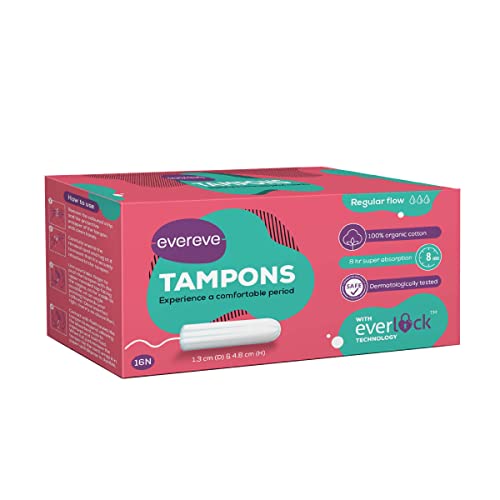 Evereve Tampons, 100% Organic Cotton, For Regular Menstrual flow