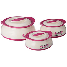 Deals, Discounts & Offers on  - Amazon Brand - Solimo Stainless Steel Inner Casserole (Pink Silver, 450/900/1450 ml) -Set of 3