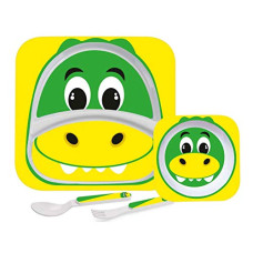 Deals, Discounts & Offers on  - Cello Kid's Crocodile Design Melamine Meal Set of 4- Multicolor