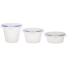 Deals, Discounts & Offers on  - Amazon Brand - Solimo Plastic Kitchen Storage Container Set, 3-Pieces, Blue