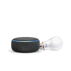 Deals, Discounts & Offers on Electronics - Echo Dot (Black) Combo with Philips 9W Smart Color Bulb - Smart Home Starter Kit
