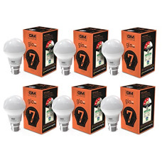 Deals, Discounts & Offers on  - GM GLO - 7 Watt LED Bulb - B22 100 Lumens Per Watt - 6500K White - Cool Day Light (Pack of 6)