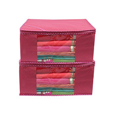 Deals, Discounts & Offers on  - Kuber Industries 2 Piece Non Woven Saree Cover Set, Pink,Large Size -CTKTC6415