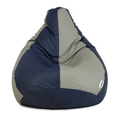 Deals, Discounts & Offers on Furniture - Amazon Brand - Solimo Classic XL Bean Bag Cover (Without Beans)_Navy Blue And Grey