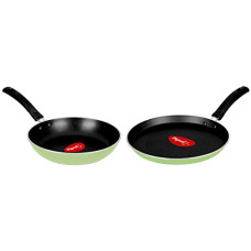 Deals, Discounts & Offers on Cookware - Pigeon Twin Pack Non-Stick Tawa & Fry Pan Cookware Combo - Green
