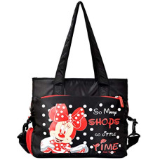 Deals, Discounts & Offers on  - Kuber Industries Women's Disney Print Satin Twill Fabric Stylish Shopping,Travel Handbag, Black-KUBMART01949