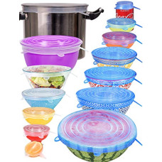 Deals, Discounts & Offers on Cookware - longzon [14pcs] Silicone Stretch Lids (Include 2 Exclusive XXL Size up to 12'), Reusable Durable Food Storage Covers