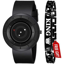 Deals, Discounts & Offers on Men - A Analog Full Black Stainless Steel Case with Uniq Time Presentation Men's Watch with Bracelet (Pack of 2)
