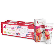 Deals, Discounts & Offers on Health & Personal Care - everteen Combo Bikini Line Hair Remover Creme 50g & XL Soft Sanitary Napkin Pads with Neem and Safflower (20 Pads, 280mm)