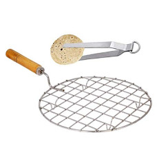 Deals, Discounts & Offers on  - Dynore Stainless Steel Papad Jali 22 cm with Chimta 28 cm - Set of 2 Kitchen Tools