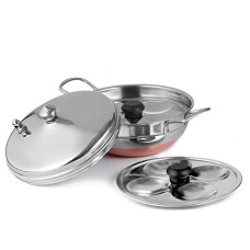 Deals, Discounts & Offers on Cookware - BMS Lifestyle Stainless Steel Multi Purpose Kadai with 2 Idli Plate (8 Idlis) and Steel Lid, Silver