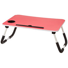 Deals, Discounts & Offers on Laptop Accessories - Amazon Brand - Solimo Mira Multi-Purpose Laptop Table with Cup Holder (Pink)