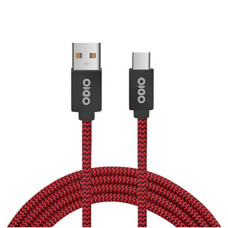 Deals, Discounts & Offers on  - ODIO - USB Type-C Premium Nylon Braided 1Mtr 2.4A Fast Charging & Sync Cable (Red & Black Premium Braided- OCC07)