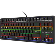 Deals, Discounts & Offers on  - ZEBRONICS Zeb-MAX V2 Premium Mechanical TKL (Tenkeyless) Keyboard with 87 Tactile Switch Keys, 18 RGB LED Modes, Braided & Gold Plated USB Cable, Integrated Multimedia Keys, Key Removal Tool