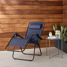 Deals, Discounts & Offers on Furniture - AmazonBasics Zero Gravity Portable Textilene Fabric and Steel Reclining Lounge Chair, Blue