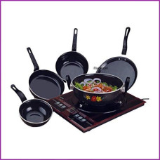 Deals, Discounts & Offers on Cookware - Flixbloom Latest Perfect Cooking Collection Set of 5 Pcs Induction Base Combo Cookware Sets Black Includes (Kadai, Tawa (Dosa Tawa ), Milk Pan, Sauce Pan, Fry Pan )