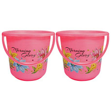 Deals, Discounts & Offers on  - Kuber Industries Floral Print 2 Pieces Unbreakable Strong Plastic Bathroom Bucket 16 LTR (Pink) - CTKTC042840