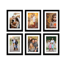 Deals, Discounts & Offers on  - Amazon Brand - Solimo Set of 6 Photo Frames With Mount Paper (6 X 8 Inch - 6), Black