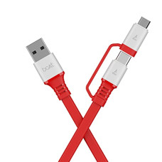 Deals, Discounts & Offers on  - boAt Deuce Usb 500 Stress Resistant Tangle-Free Sturdy 2-In-1 Micro Usb + Type-C 6.5A Fast Charging Cable With 480Mbps Data Transmission, 1.5M Long For Personal Computer (Radiant Red)